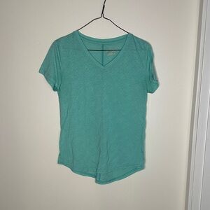 Casual V-Neck Short Sleeve Tee - Teal